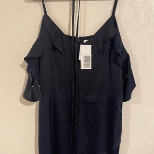 Navy off shoulder strappy dress. JustFab size XXL. NWT